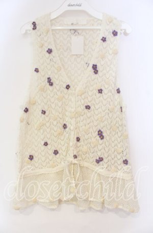 画像: PINK HOUSE / フラワーモチーフ鍵編みベスト  オフシロ O-25-10-31-013-LO-TO-IG-OS