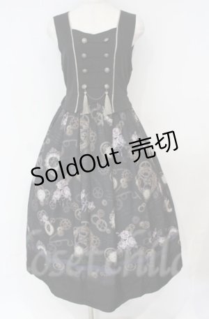 画像: axes femme / レトロクロック柄ジャンスカ  クロ O-25-10-31-3033-AX-OP-IG-OS