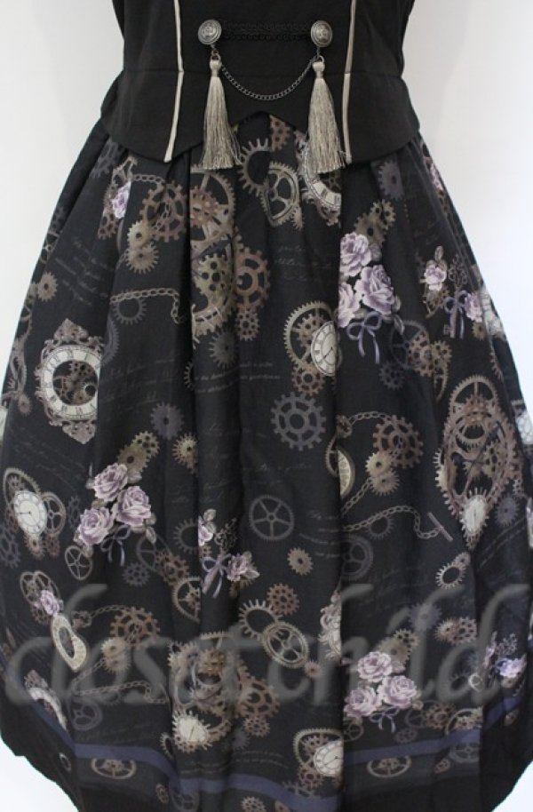 画像3: axes femme / レトロクロック柄ジャンスカ  クロ O-25-10-31-3033-AX-OP-IG-OS (3)