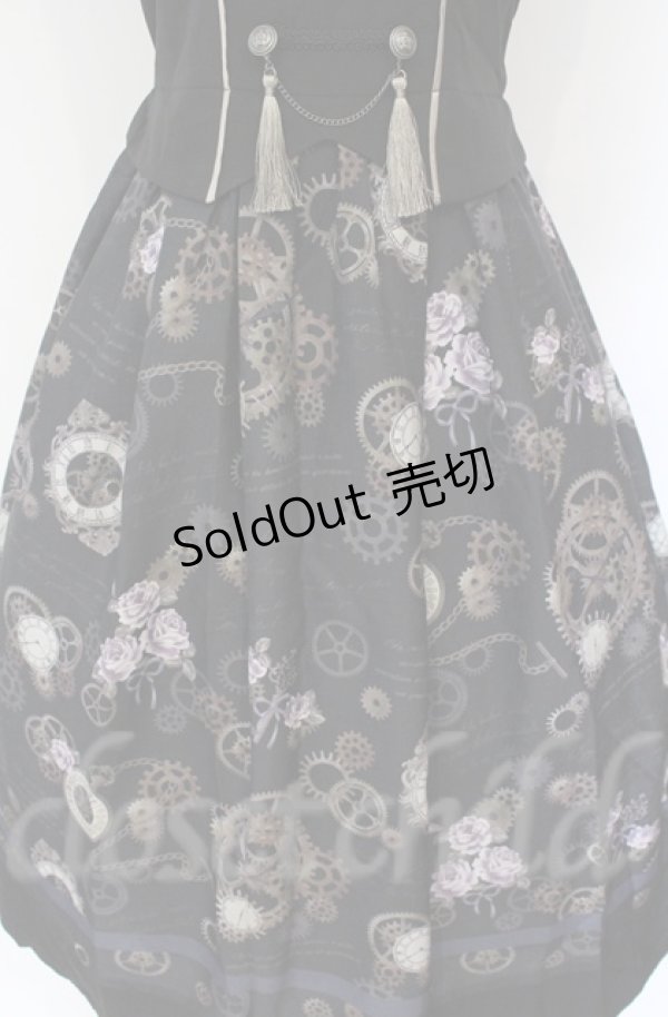 画像3: axes femme / レトロクロック柄ジャンスカ  クロ O-25-10-31-3033-AX-OP-IG-OS (3)