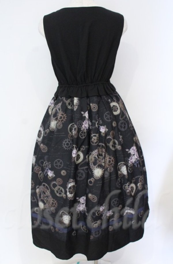 画像4: axes femme / レトロクロック柄ジャンスカ  クロ O-25-10-31-3033-AX-OP-IG-OS (4)