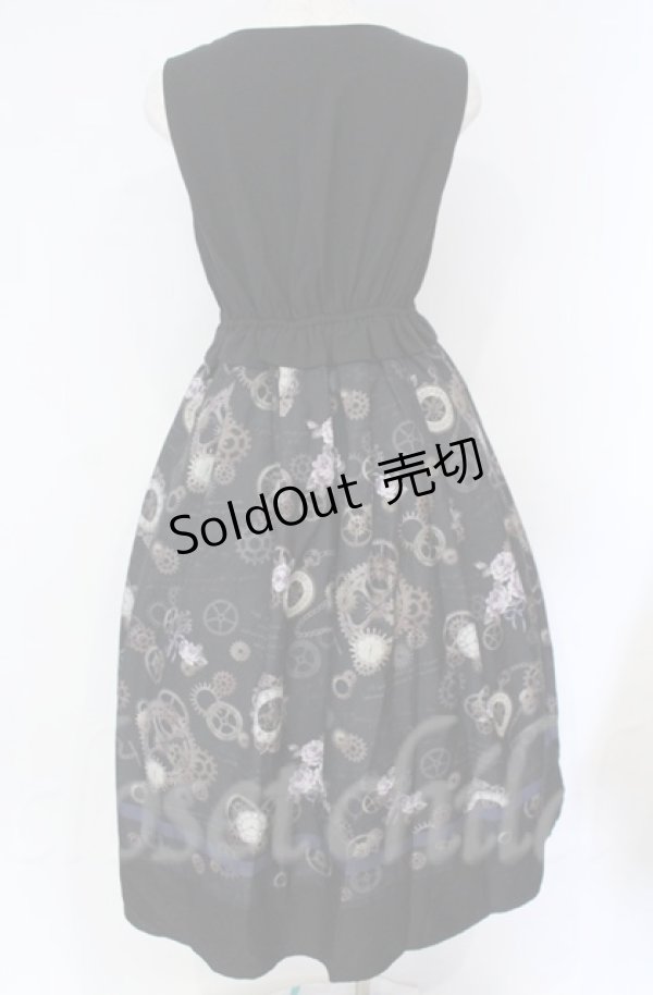 画像4: axes femme / レトロクロック柄ジャンスカ  クロ O-25-10-31-3033-AX-OP-IG-OS (4)