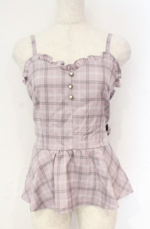 画像: axes femme POETIQUE / リボンチェックフリルビスチェ  ピンク O-25-10-31-3035-AX-TO-IG-OS