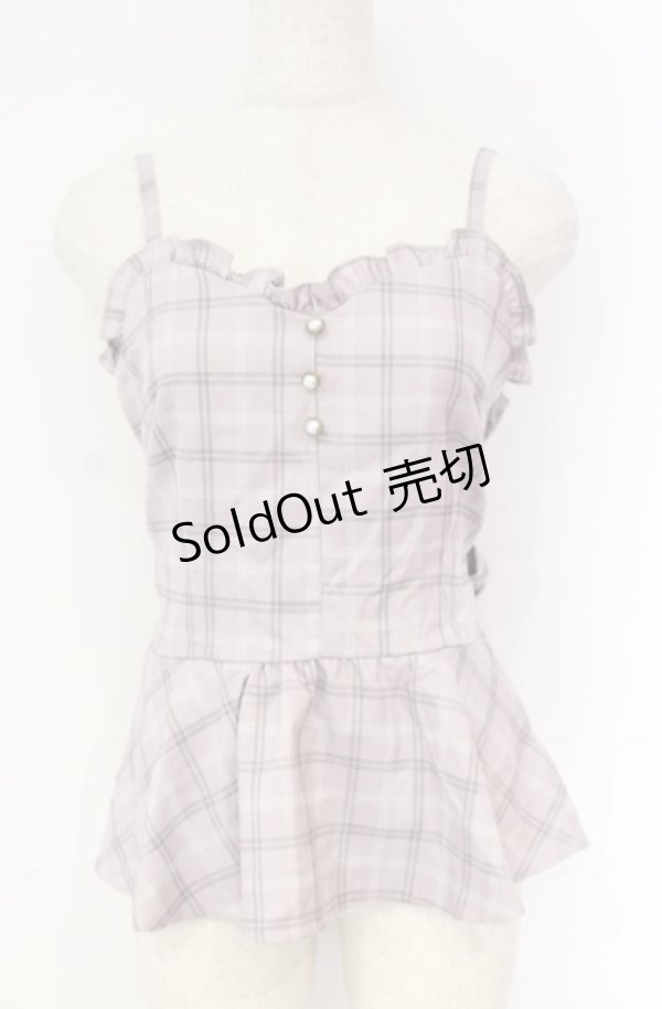 画像1: axes femme POETIQUE / リボンチェックフリルビスチェ  ピンク O-25-10-31-3035-AX-TO-IG-OS (1)