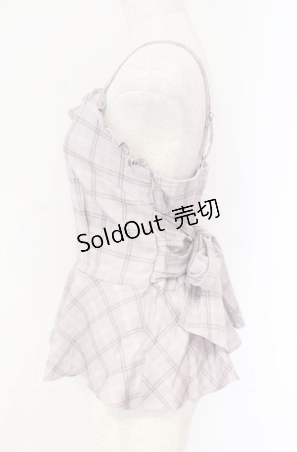 画像2: axes femme POETIQUE / リボンチェックフリルビスチェ  ピンク O-25-10-31-3035-AX-TO-IG-OS (2)