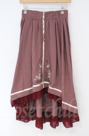 画像: axes femme / 薔薇刺繍フィッシュテールスカート  ピンク×ワイン O-25-10-31-3039-AX-SK-IG-OS