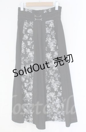 画像: axes femme / フラワージャガード切替スカート  クロ O-25-10-31-3040-AX-SK-IG-OS