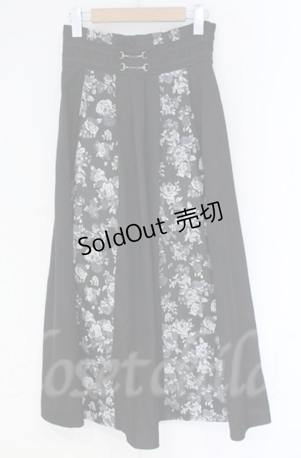 画像1: axes femme / フラワージャガード切替スカート  クロ O-25-10-31-3040-AX-SK-IG-OS (1)
