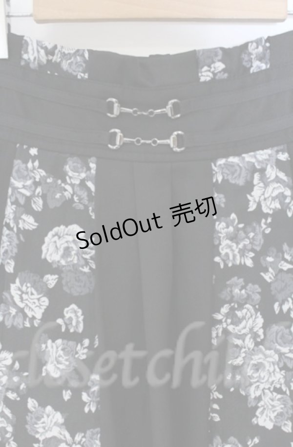 画像2: axes femme / フラワージャガード切替スカート  クロ O-25-10-31-3040-AX-SK-IG-OS (2)