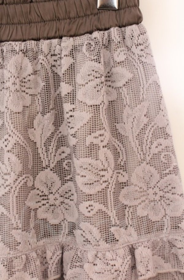 画像2: axes femme / レースロングスカート  モカ O-25-10-31-3041-AX-SK-IG-OS (2)