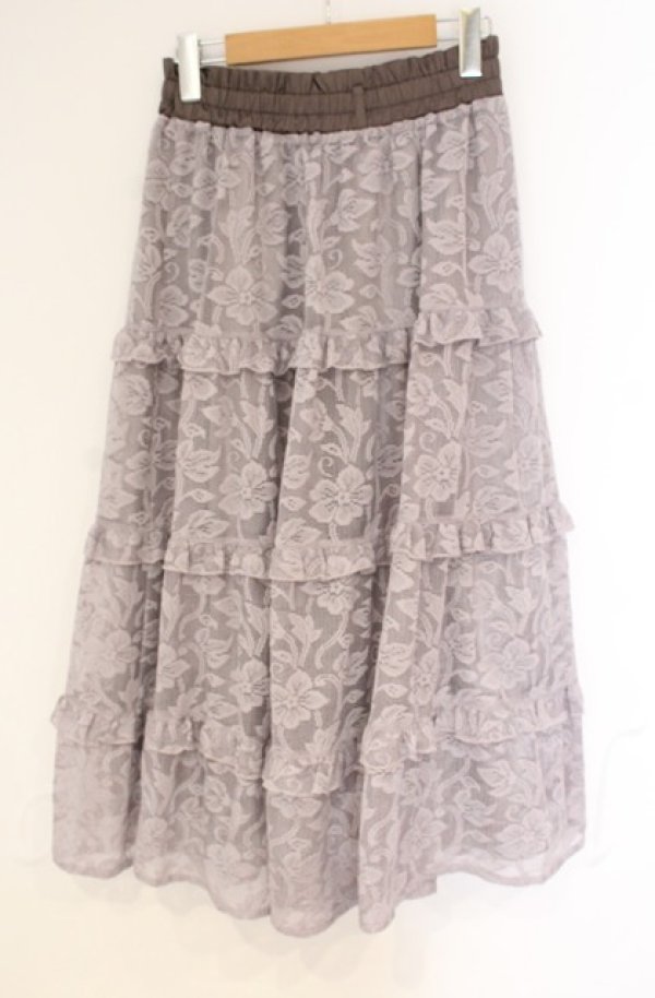 画像3: axes femme / レースロングスカート  モカ O-25-10-31-3041-AX-SK-IG-OS (3)