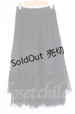 画像: axes femme / シフォンローズチュールスカート  クロ O-25-10-31-3042-AX-SK-IG-OS