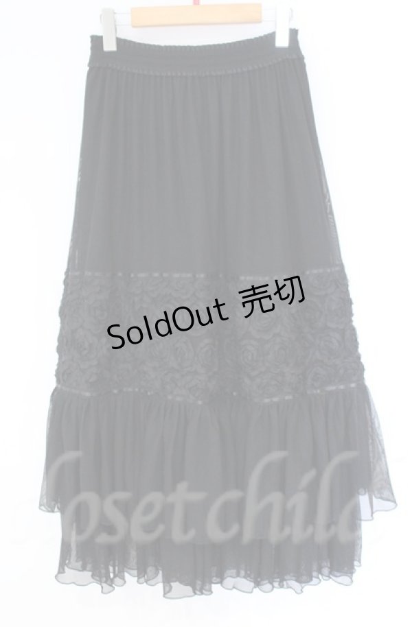 画像1: axes femme / シフォンローズチュールスカート  クロ O-25-10-31-3042-AX-SK-IG-OS (1)