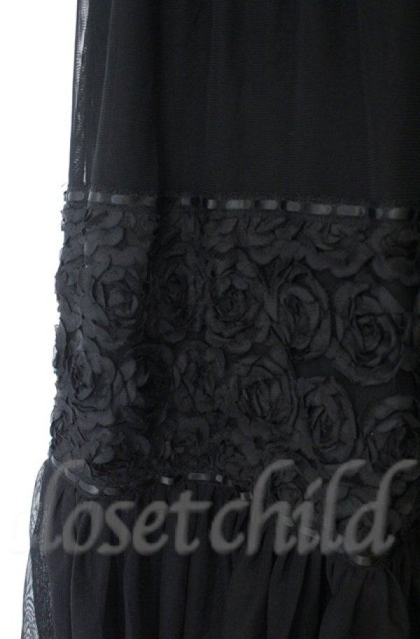 画像2: axes femme / シフォンローズチュールスカート  クロ O-25-10-31-3042-AX-SK-IG-OS (2)