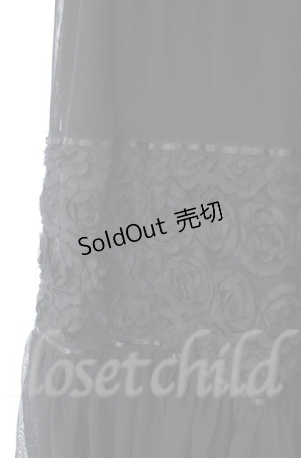 画像2: axes femme / シフォンローズチュールスカート  クロ O-25-10-31-3042-AX-SK-IG-OS (2)