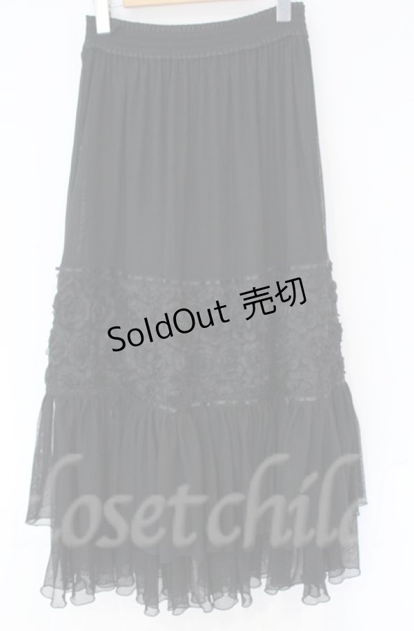 画像3: axes femme / シフォンローズチュールスカート  クロ O-25-10-31-3042-AX-SK-IG-OS (3)