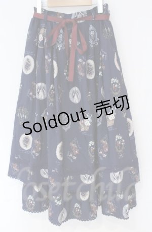 画像: 【SALE】axes femme / アンティークフルーツ柄スカート  ネイビー O-25-10-31-3044-AX-SK-IG-ZT101