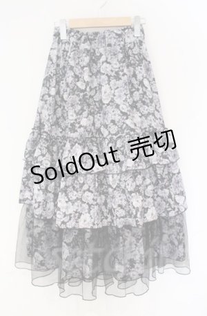 画像: axes femme / フルールPTティアードスカート  クロ O-25-10-31-3046-AX-SK-IG-ZT101