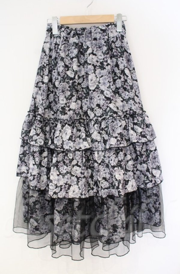 画像1: axes femme / フルールPTティアードスカート  クロ O-25-10-31-3046-AX-SK-IG-OS (1)