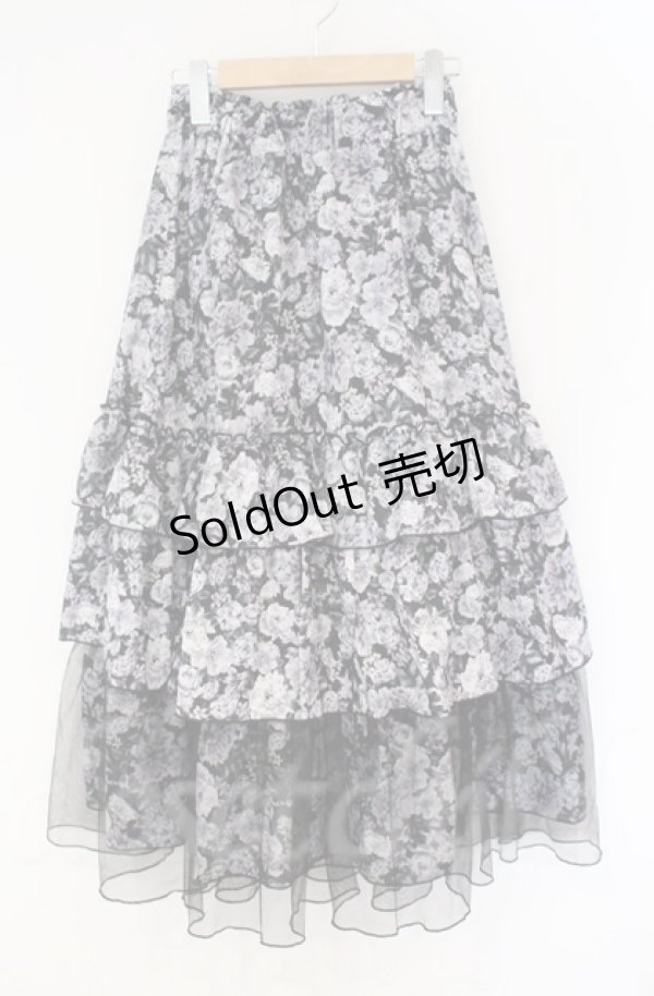 画像1: axes femme / フルールPTティアードスカート  クロ O-25-10-31-3046-AX-SK-IG-ZT101 (1)