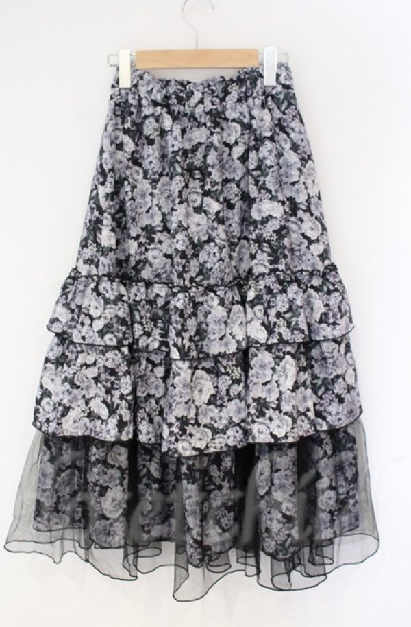 画像2: axes femme / フルールPTティアードスカート  クロ O-25-10-31-3046-AX-SK-IG-OS (2)