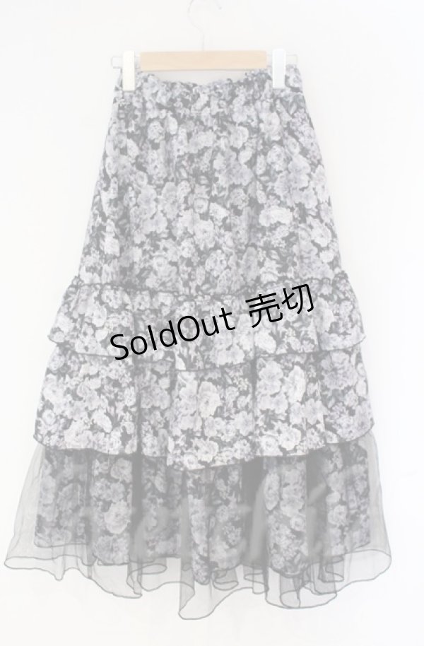 画像2: axes femme / フルールPTティアードスカート  クロ O-25-10-31-3046-AX-SK-IG-ZT101 (2)