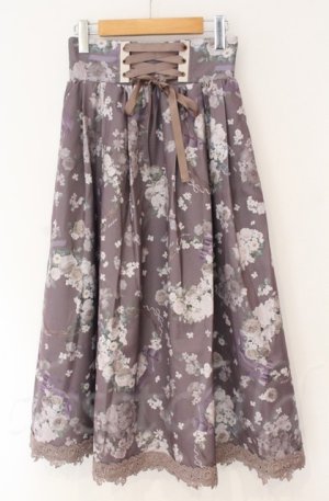 画像: axes femme / ローズリース柄スカート  パープル系 O-25-10-31-3048-AX-SK-IG-OS