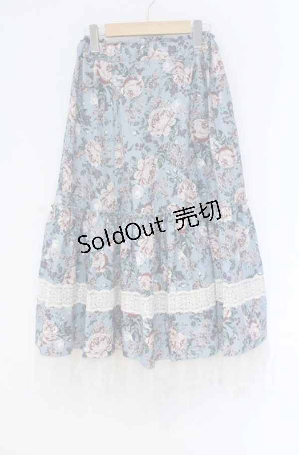 画像1: axes femme / ホーリーローズ柄フリルスカート  ミント O-25-10-31-3050-AX-SK-IG-OS (1)