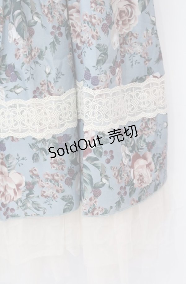 画像2: axes femme / ホーリーローズ柄フリルスカート  ミント O-25-10-31-3050-AX-SK-IG-OS (2)