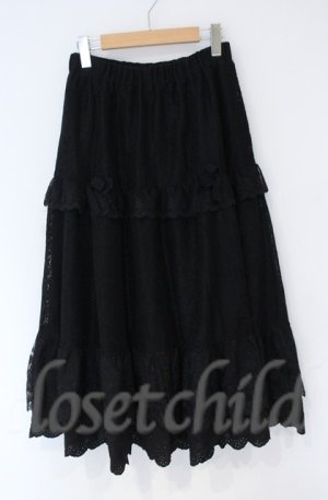 画像: axes femme / ティアードコットンレーススカート  クロ O-25-10-31-3051-AX-CO-IG-OS