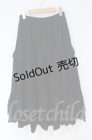 画像: axes femme / ティアードコットンレーススカート  クロ O-25-10-31-3051-AX-CO-IG-OS