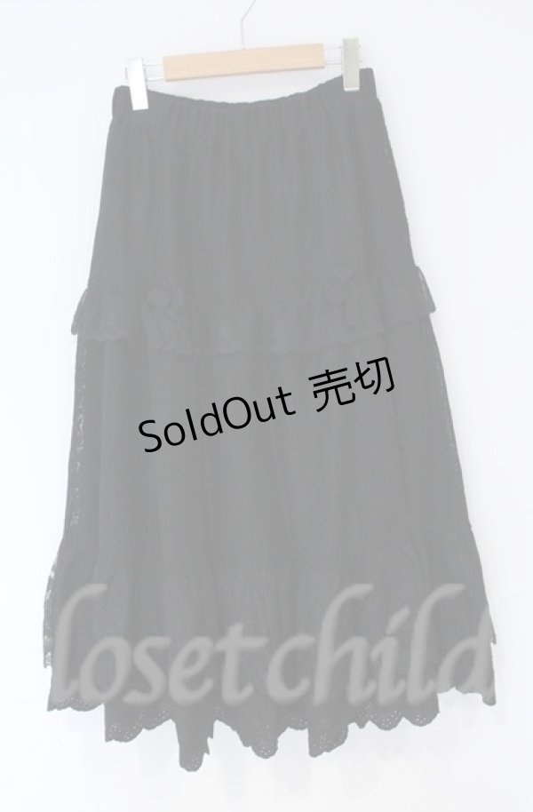 画像1: axes femme / ティアードコットンレーススカート  クロ O-25-10-31-3051-AX-CO-IG-OS (1)