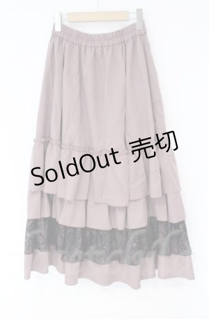 画像: axes femme / レース使いティアードスカート  ピンク×クロ O-25-10-31-3052-AX-SK-IG-OS