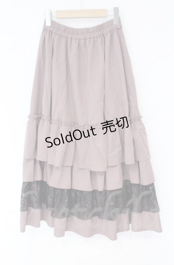 画像1: axes femme / レース使いティアードスカート  ピンク×クロ O-25-10-31-3052-AX-SK-IG-OS (1)