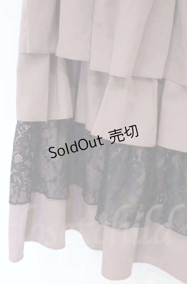 画像2: axes femme / レース使いティアードスカート  ピンク×クロ O-25-10-31-3052-AX-SK-IG-OS (2)