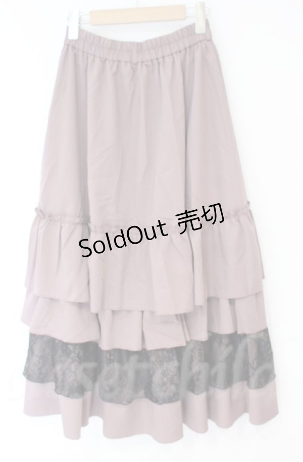 画像3: axes femme / レース使いティアードスカート  ピンク×クロ O-25-10-31-3052-AX-SK-IG-OS (3)