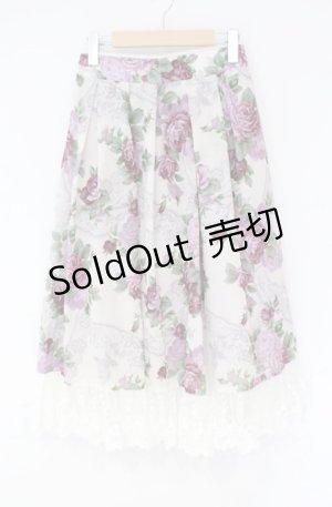 画像: 【SALE】axes femme / ラフィネローズ柄タックスカート  アイボリー O-25-10-31-3055-AX-SK-IG-ZT102