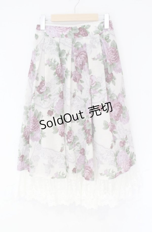 画像1: 【SALE】axes femme / ラフィネローズ柄タックスカート  アイボリー O-25-10-31-3055-AX-SK-IG-ZT102 (1)