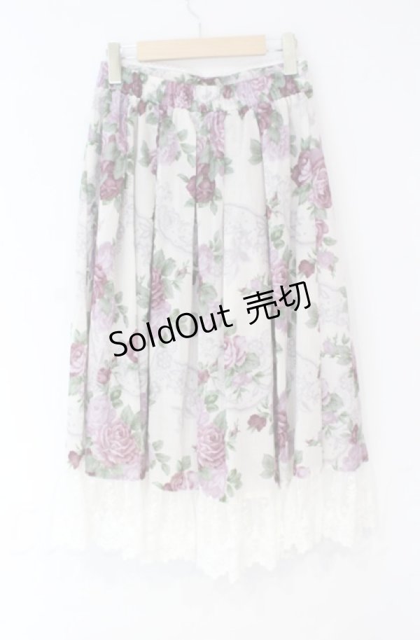 画像3: 【SALE】axes femme / ラフィネローズ柄タックスカート  アイボリー O-25-10-31-3055-AX-SK-IG-ZT102 (3)