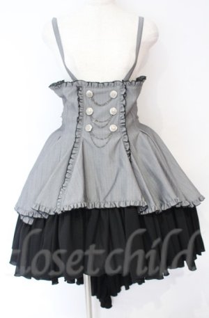 画像: MARBLE / エンブレム飾りチェーン付きハイウエストドレープスカート  グレーストライプ×ブラック O-25-10-31-3061-GO-SK-IG-OS