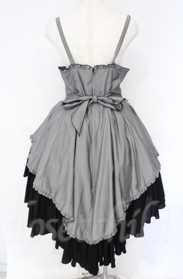 画像3: MARBLE / エンブレム飾りチェーン付きハイウエストドレープスカート  グレーストライプ×ブラック O-25-10-31-3061-GO-SK-IG-OS (3)