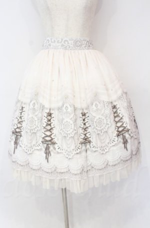 画像: abilletage / プリンセス柄シフォンスカート（ミディアム）  アイボリー O-25-10-31-3063-GO-SK-IG-OS
