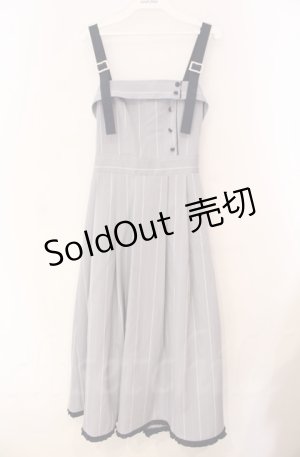 画像: axes femme / バックリボンストライプジャンパースカート  ブルー O-25-10-31-3007-AX-OP-IG-OS