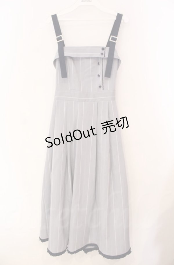 画像1: axes femme / バックリボンストライプジャンパースカート  ブルー O-25-10-31-3007-AX-OP-IG-OS (1)