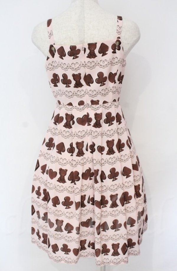 画像3: Emily Temple cute classic / ベアトランプチョコノースリーブワンピース  ピンク O-25-10-31-3068-ET-OP-IG-OS (3)