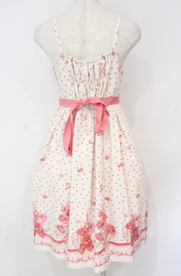 画像3: Emily Temple cute / ROSEブーケバックリボンワンピース  アイボリー×ピンク O-25-10-31-3069-ET-OP-IG-OS (3)