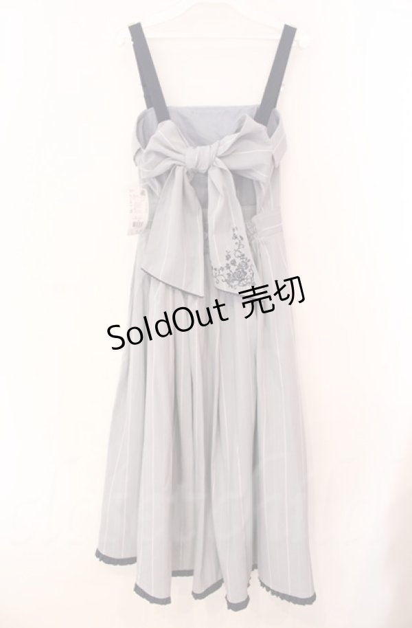 画像3: axes femme / バックリボンストライプジャンパースカート  ブルー O-25-10-31-3007-AX-OP-IG-OS (3)