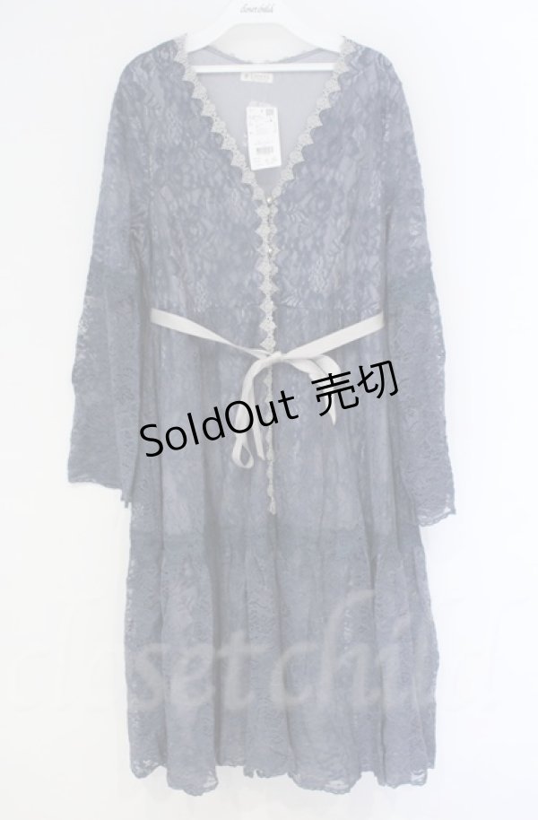 画像1: axes femme / 花柄総レースガウンワンピース  ブルー O-25-10-31-3008-AX-OP-IG-OS (1)