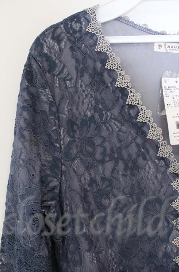画像2: axes femme / 花柄総レースガウンワンピース  ブルー O-25-10-31-3008-AX-OP-IG-OS (2)