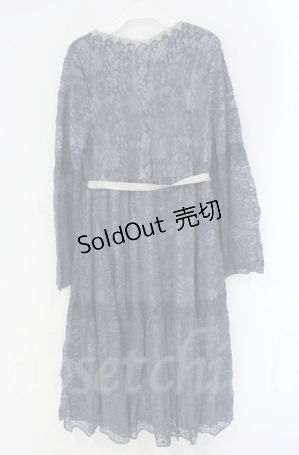 画像3: axes femme / 花柄総レースガウンワンピース  ブルー O-25-10-31-3008-AX-OP-IG-OS (3)